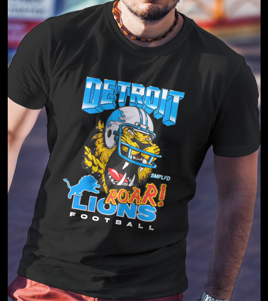 Detroit Lions SMPLFD Roar Football T-Shirt