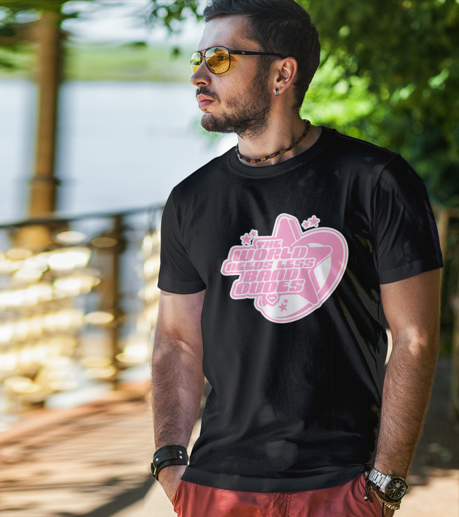 The World Needs Less Band Dudes Star Heart Pink Graphics T-Shirt