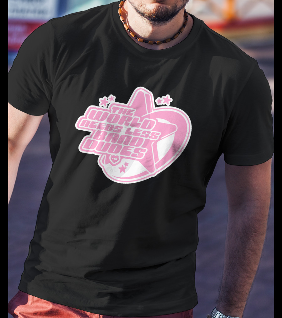 The World Needs Less Band Dudes Star Heart Pink Graphics T-Shirt