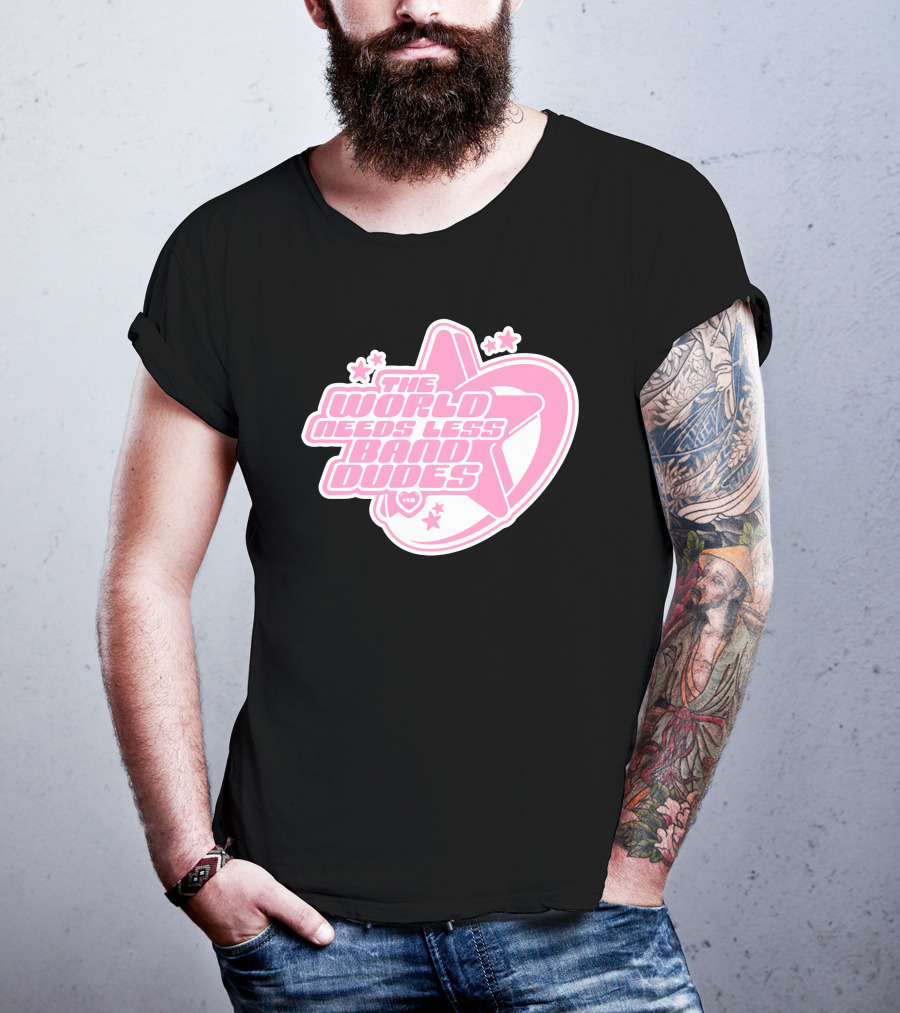 The World Needs Less Band Dudes Star Heart Pink Graphics T-Shirt