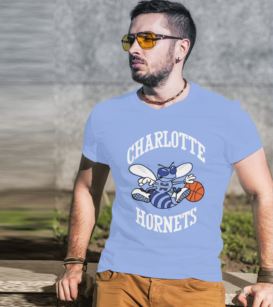 Charlotte Hornets Buzzing Basketball Mascot T-Shirt