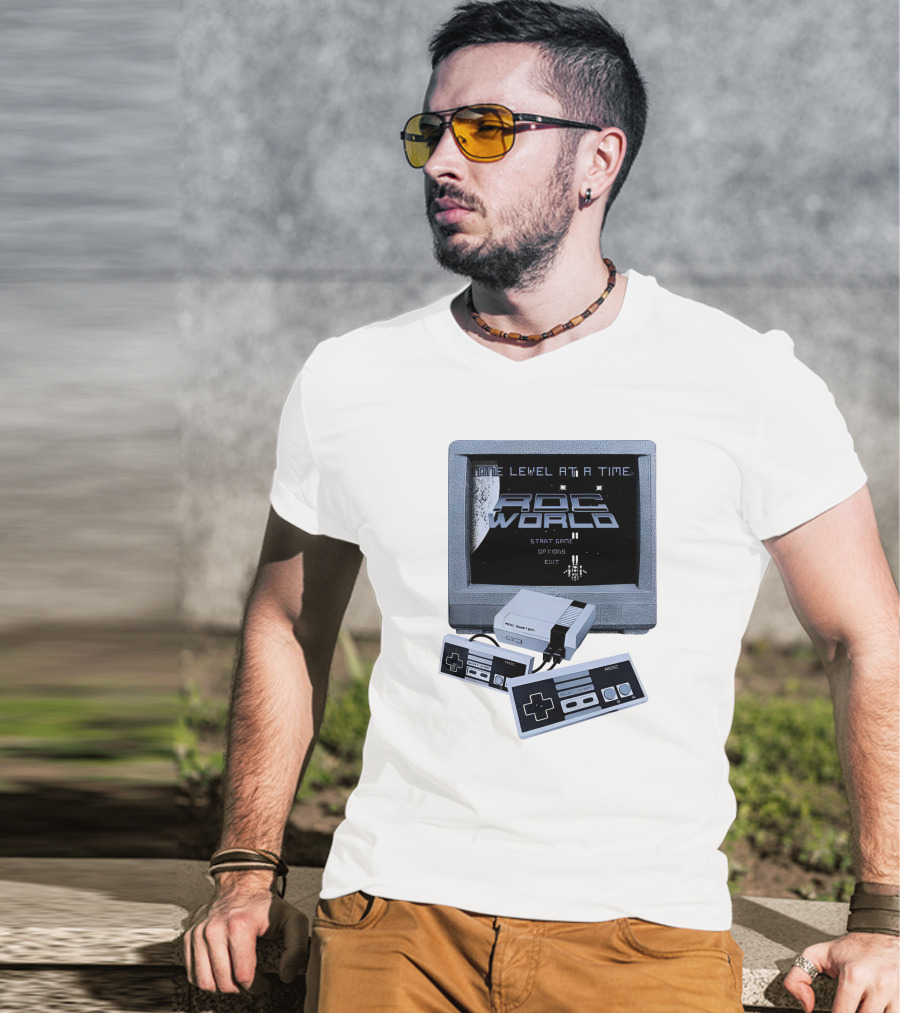Rdc World NES One Level At A Time Retro Gaming Console And Controllers T-Shirt