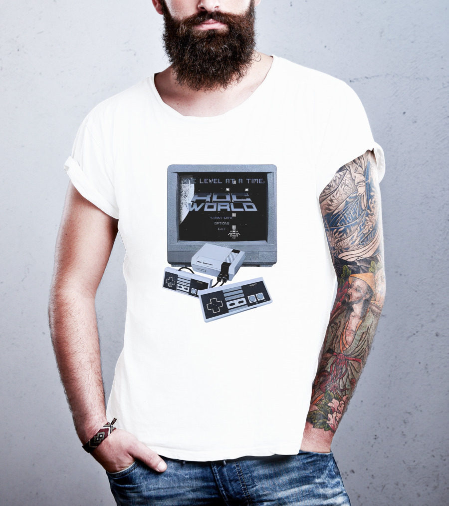 Rdc World NES One Level At A Time Retro Gaming Console And Controllers T-Shirt