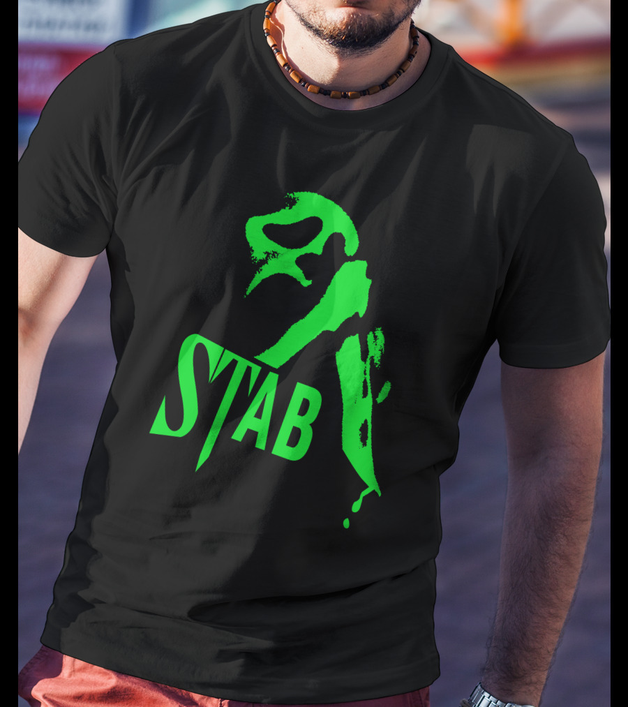 Ghostface Stab Green Mask Dripping Knife T-Shirt
