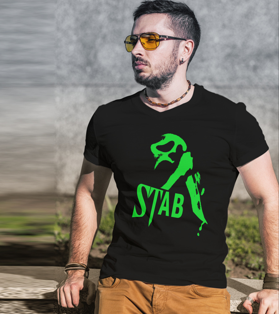 Ghostface Stab Green Mask Dripping Knife T-Shirt