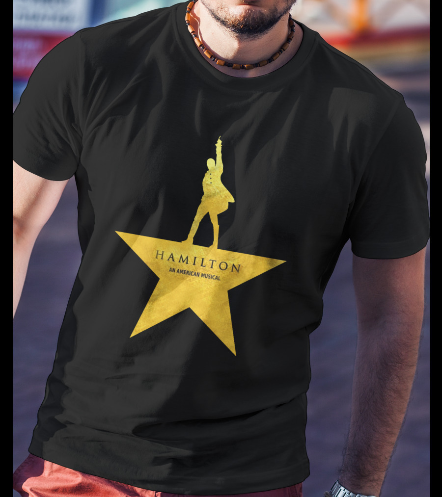 HAMILTON An American Musical Gold Star Icon Logo Standing Figure T-Shirt