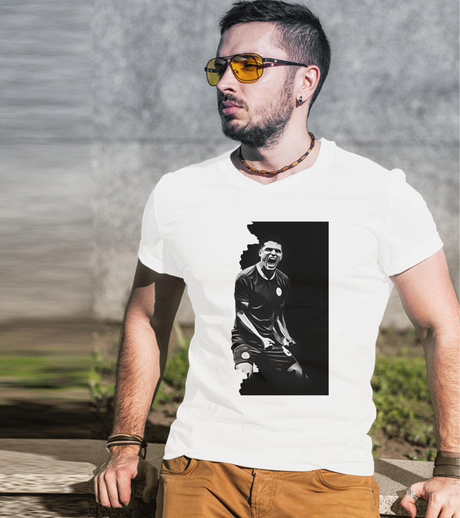 The Byline Show O Monstro Football Player Celebration Monochrome T-Shirt