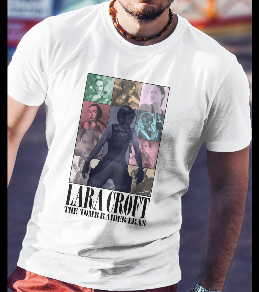 Lara Croft Character Evolution Through The Tomb Raider Eras T-Shirt