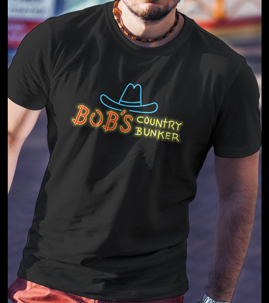 Bob's Country Bunker Neon Cowboy Hat T-Shirt