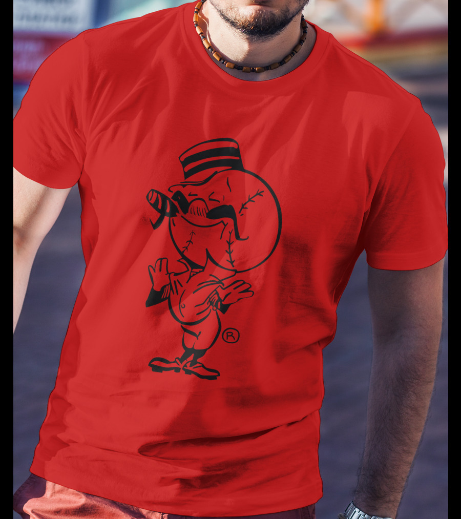 Cigar-Smoking Baseball Head Cartoon With Hat T-Shirt