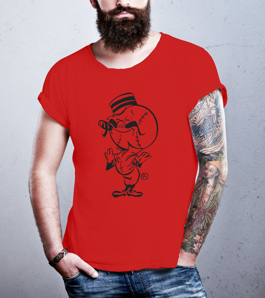 Cigar-Smoking Baseball Head Cartoon With Hat T-Shirt