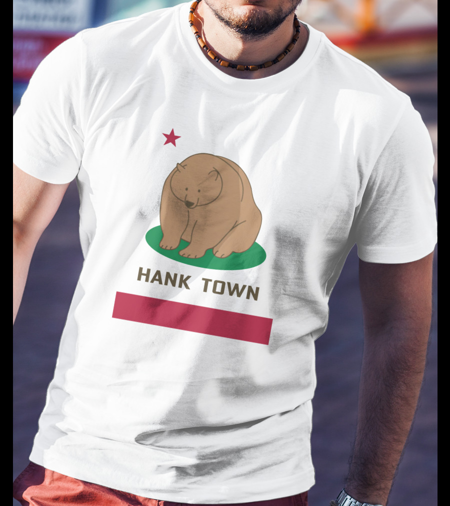 Hank Town California Bear Star Green Brown Red T-Shirt