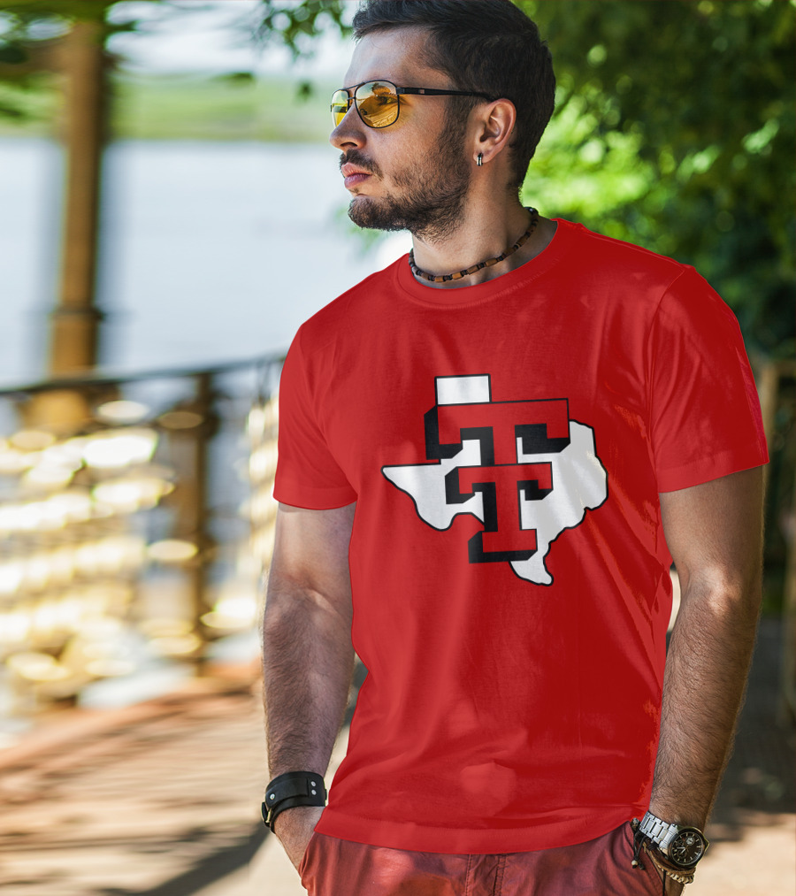 Texas Tech Red Raiders Double T Texas Outline T-Shirt