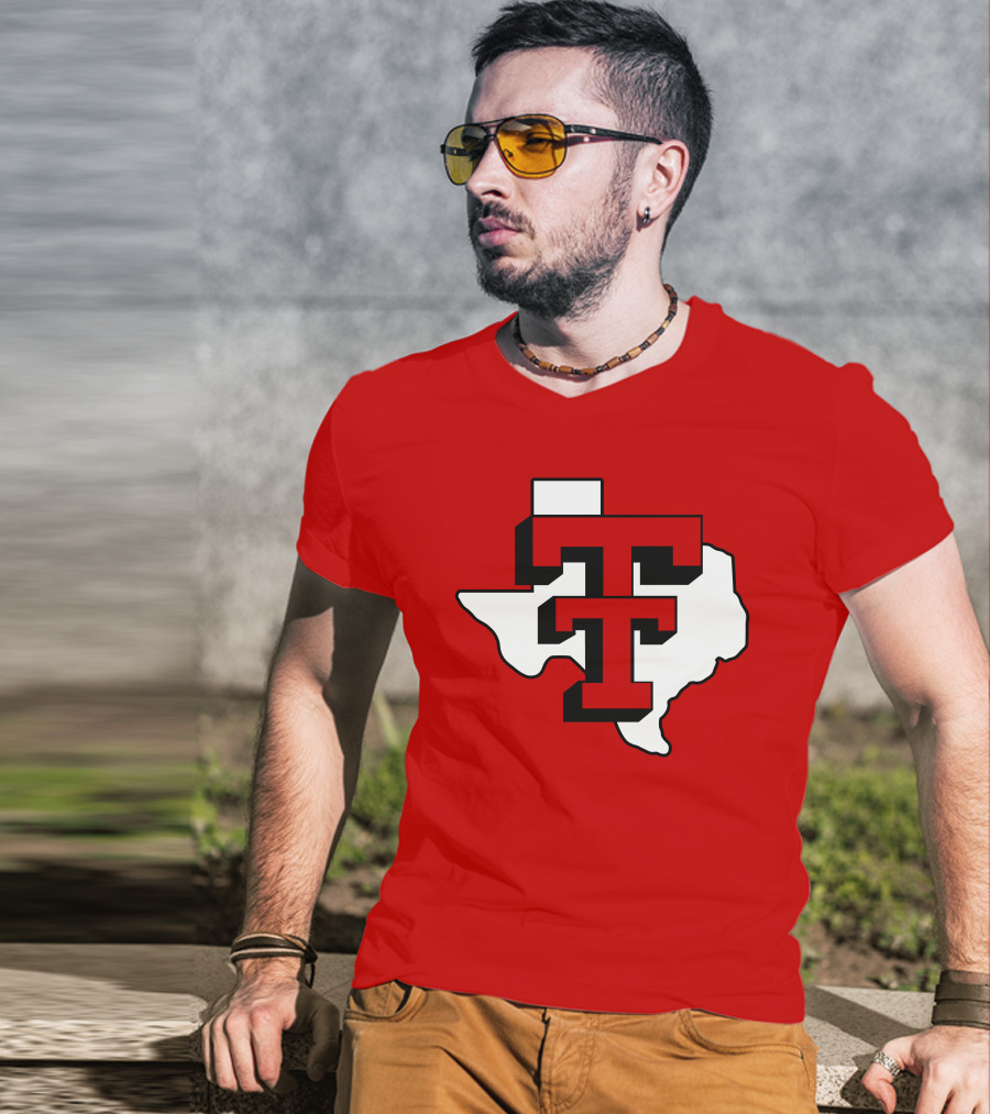 Texas Tech Red Raiders Double T Texas Outline T-Shirt