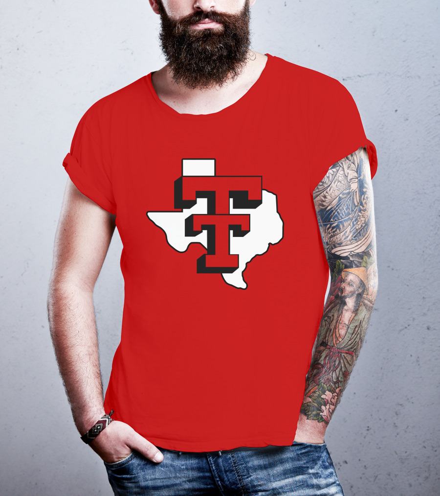 Texas Tech Red Raiders Double T Texas Outline T-Shirt