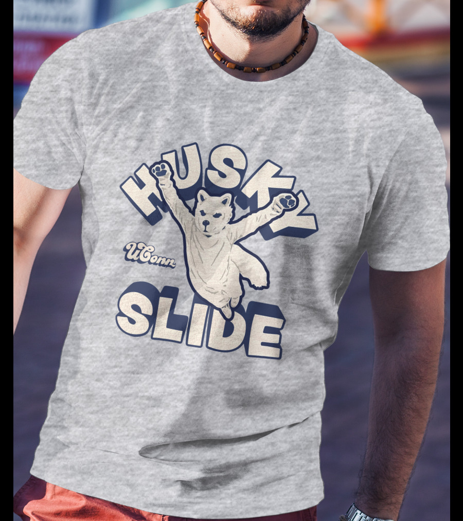 Husky UConn Slide Jumping Mascot T-Shirt