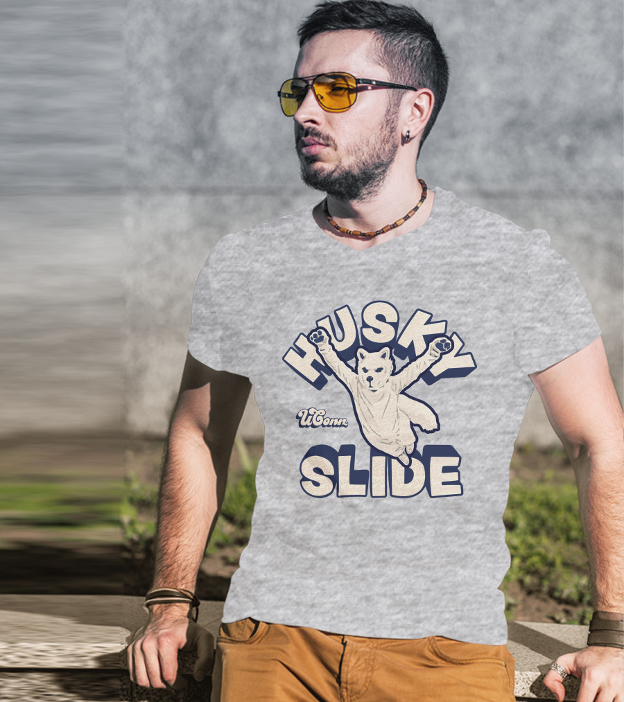 Husky UConn Slide Jumping Mascot T-Shirt