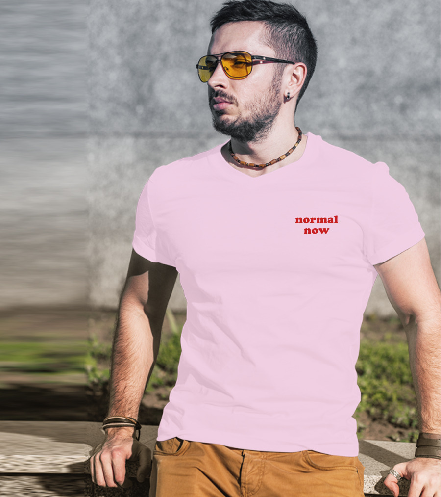 Normal Now Text Red On Light Pink T-Shirt