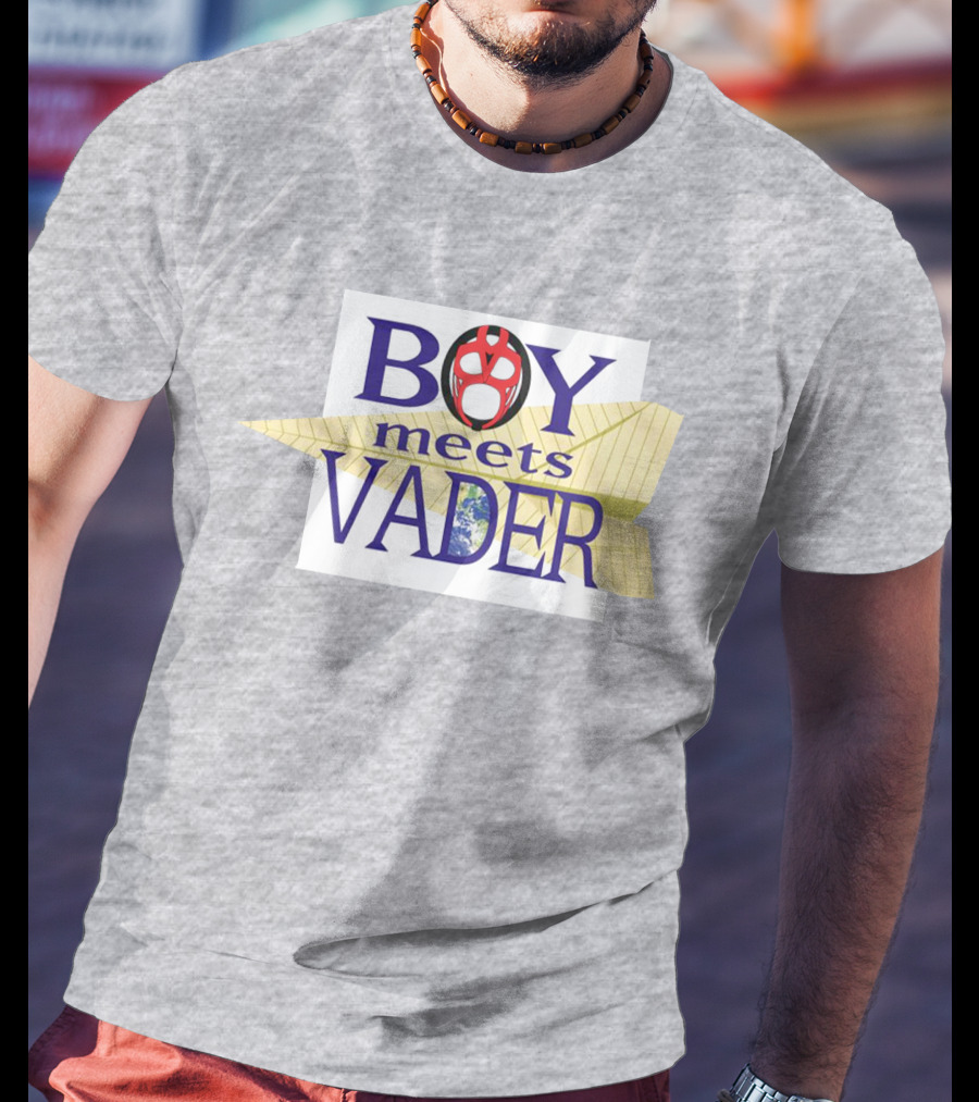 BOY Meets VADER Star Wars Parody Earth Paper Plane T-Shirt