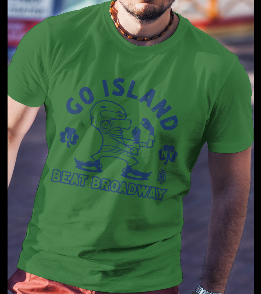 Go Island Beat Broadway NY LI Helmets Yes Men Outfitters T-Shirt