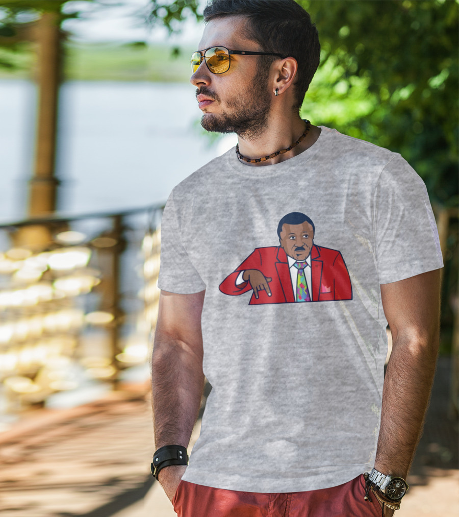 Basketball Analyst Fashion Red Suit Icon Horns Down Gesture T-Shirt