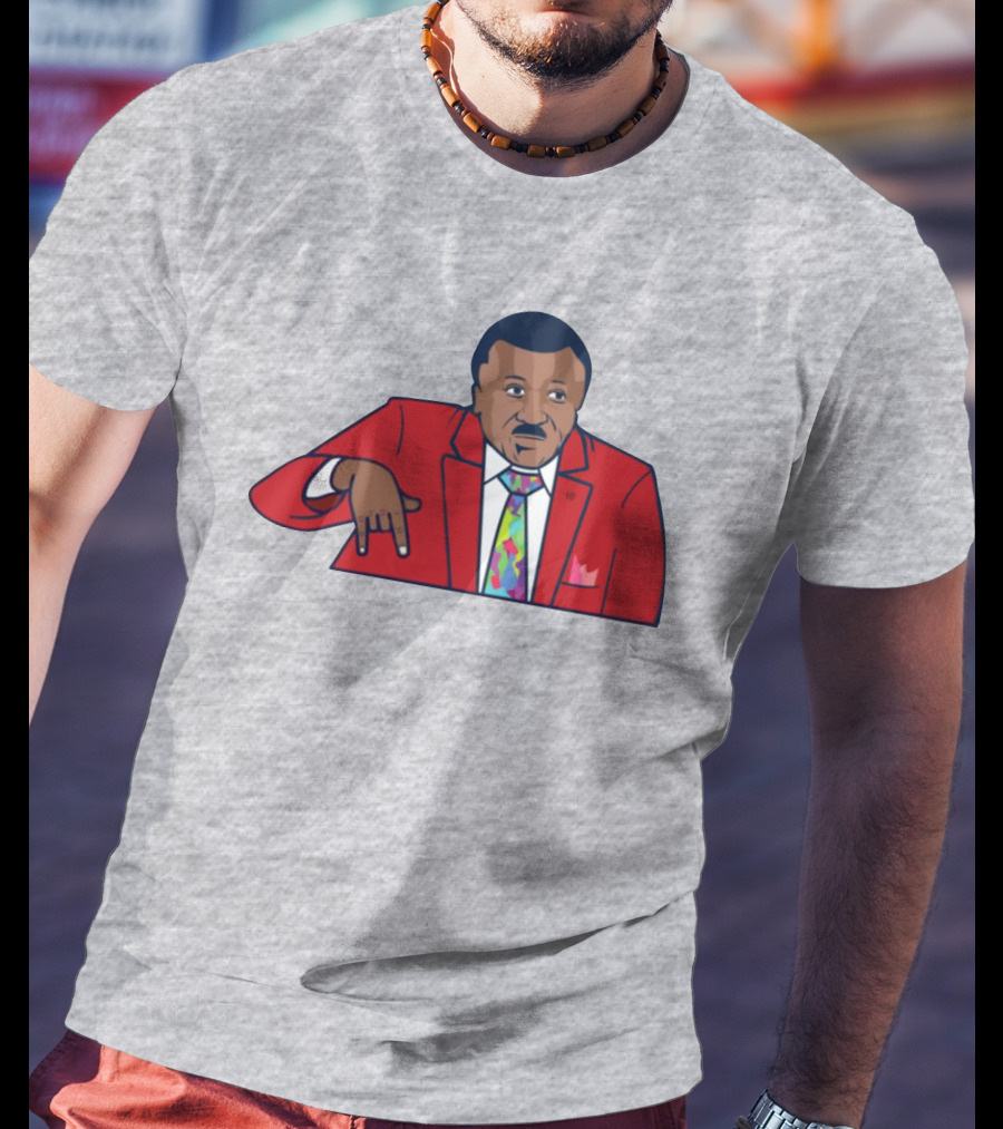 Basketball Analyst Fashion Red Suit Icon Horns Down Gesture T-Shirt
