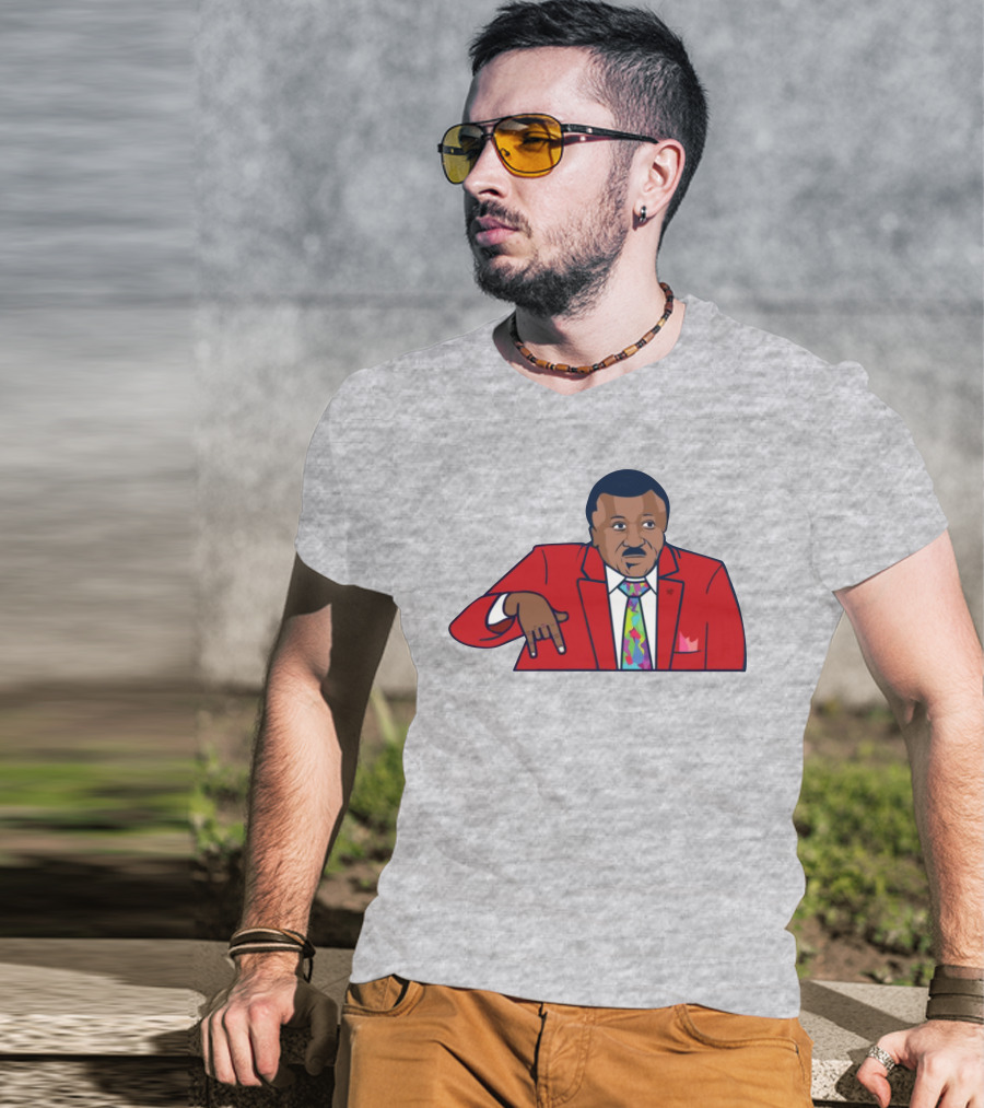 Basketball Analyst Fashion Red Suit Icon Horns Down Gesture T-Shirt