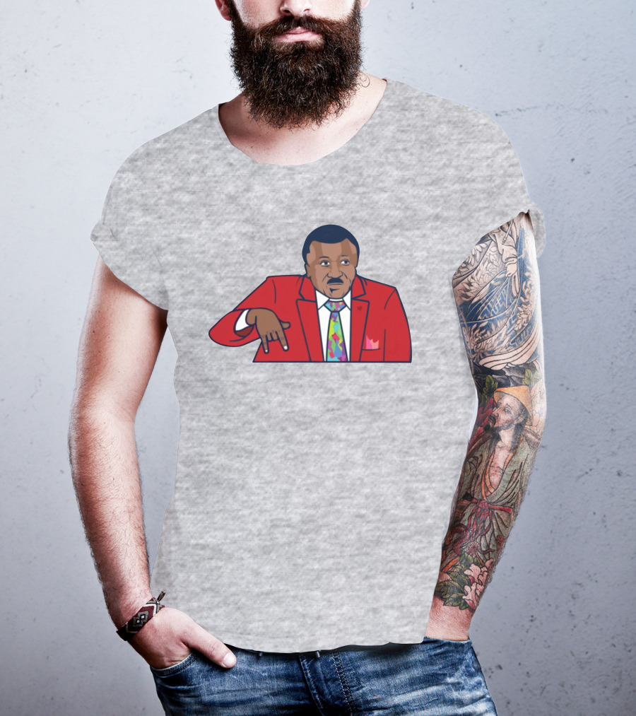 Basketball Analyst Fashion Red Suit Icon Horns Down Gesture T-Shirt