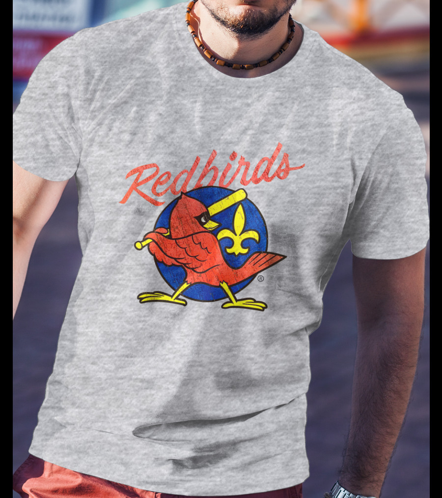Redbirds Vintage Throwback Blue Circle Fleur-de-Lis T-Shirt
