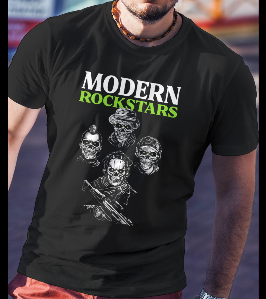 Modern Rockstars Modern Warfare 2 Skulls Holding Guns T-Shirt