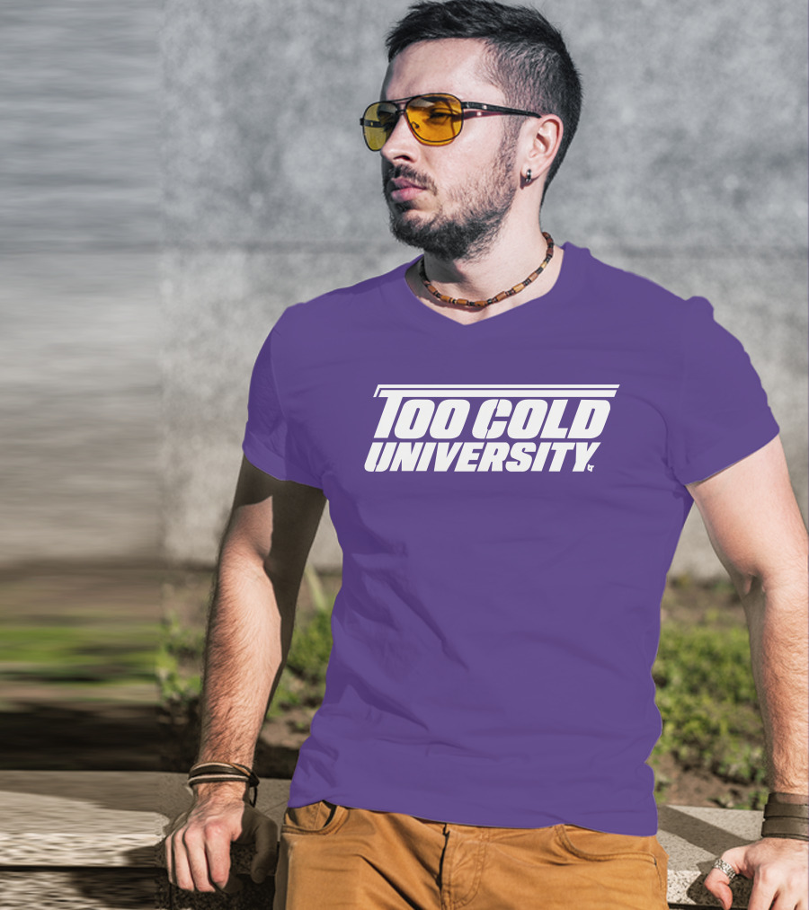 Too Cold University Vintage Style Retro Sports College T-Shirt