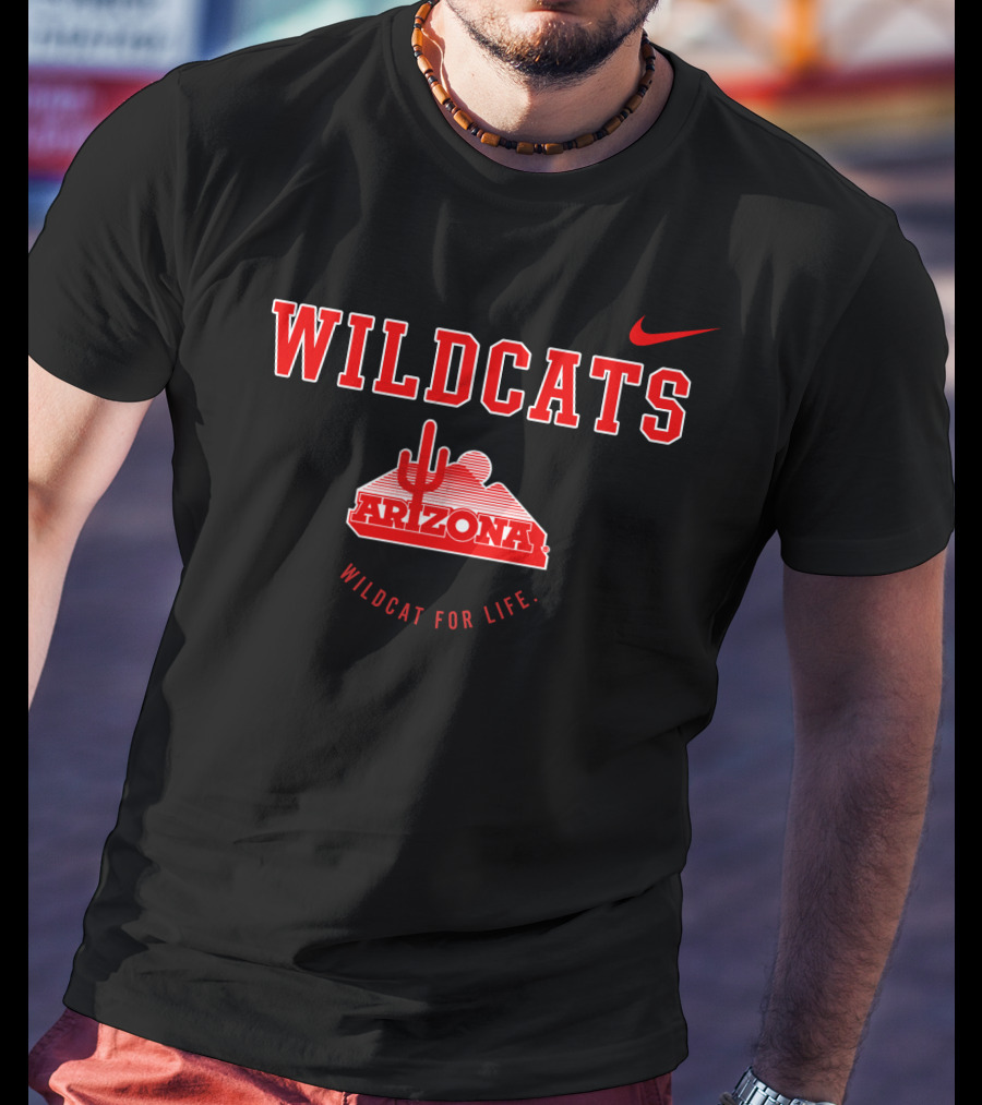 Wildcats Arizona Wildcat For Life Swoosh With Desert Cactus T-Shirt