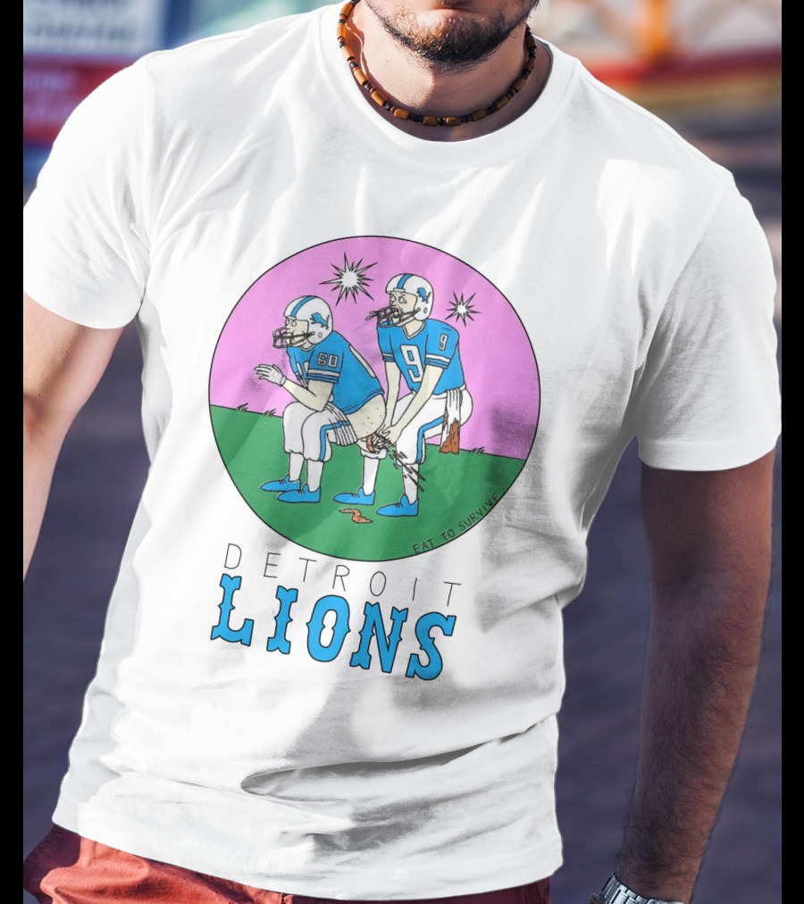 Eat To Survive Detroit Lions Football Comic Humorous T-Shirt