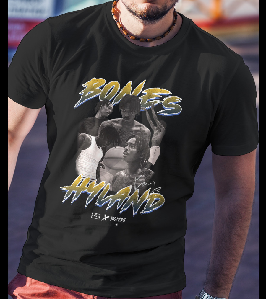 Bones Hyland Vintage Photo Collage Basketball X Bones T-Shirt