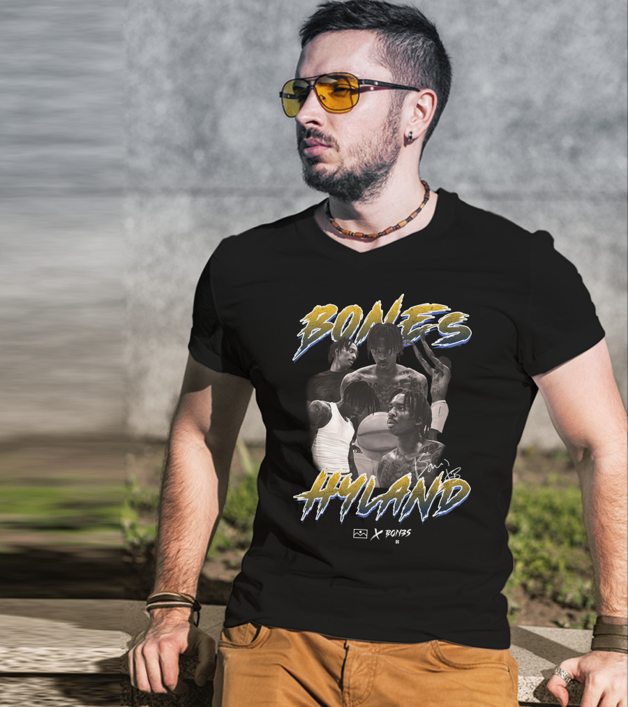 Bones Hyland Vintage Photo Collage Basketball X Bones T-Shirt