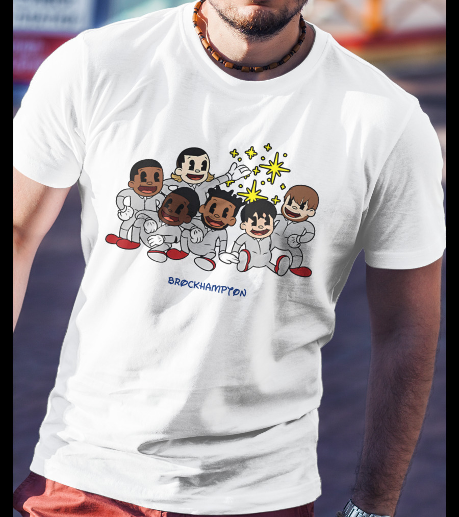 Brockhampton Cartoon Group Portrait With Stars T-Shirt