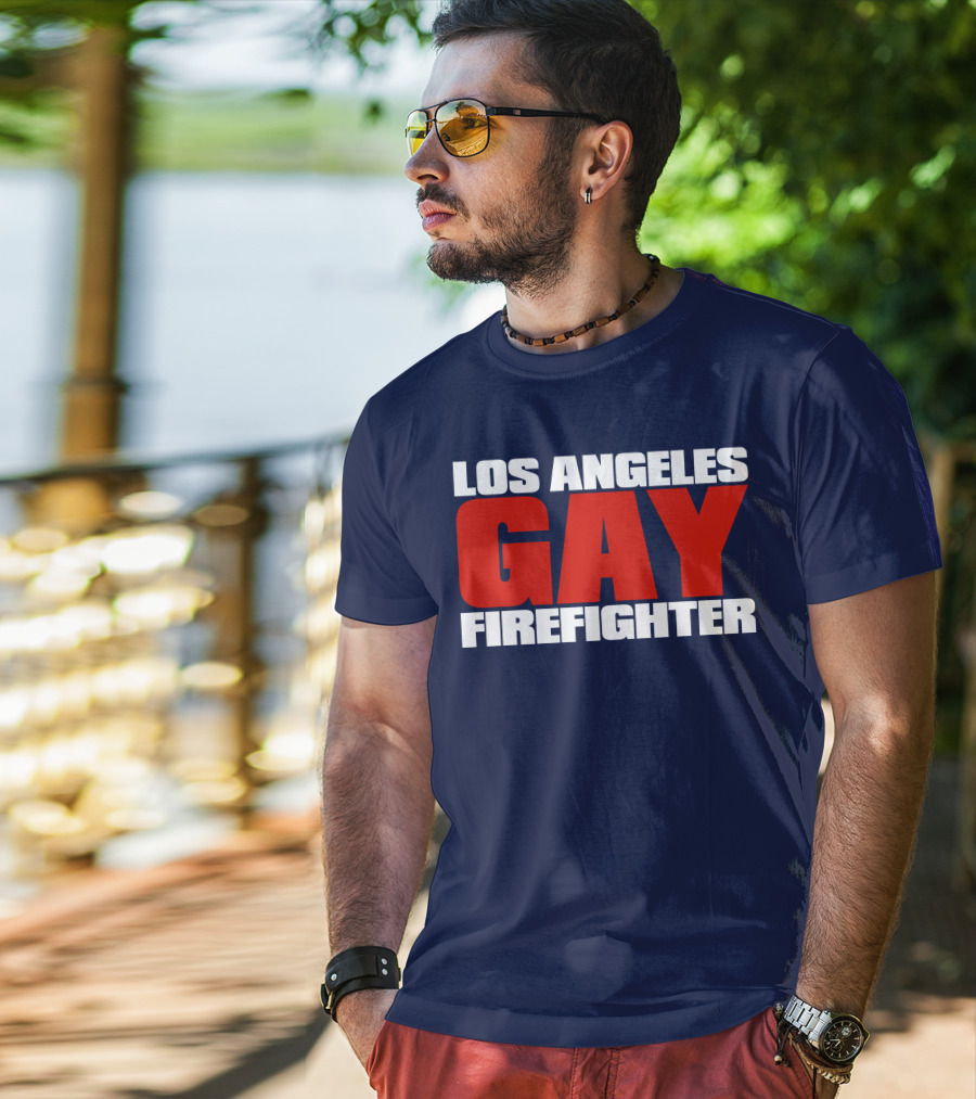Los Angeles Gay Firefighter Pride Emblem T-Shirt