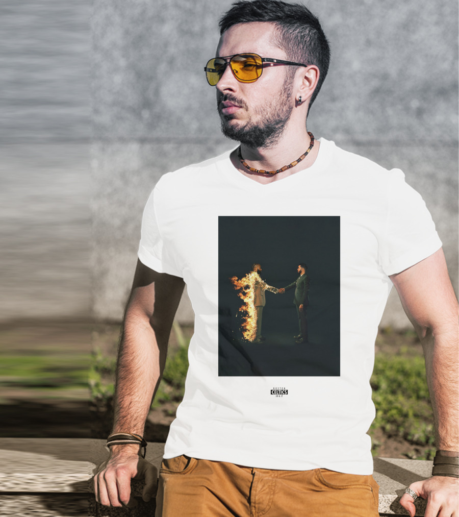 Boston Celtics 18/19 Jayson Tatum Jaylen Brown Handshake Fire T-Shirt