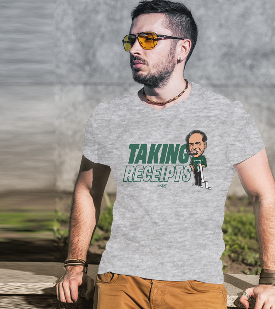 Taking Receipts New York Football Fans Sack Studios T-Shirt