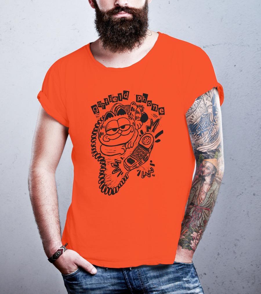 Craftsanity Shop Garfield Phone Relaxed Vintage Comic Vibe T-Shirt