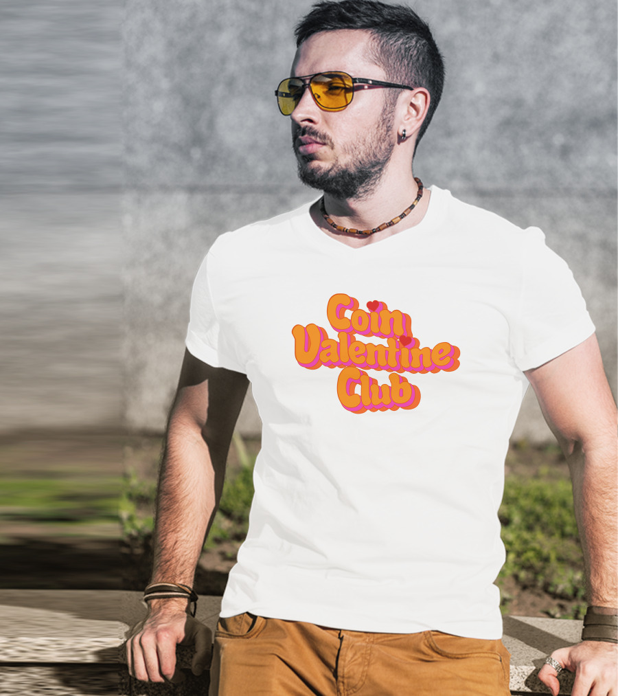 Coin Valentine Club Retro Style With Heart Accents T-Shirt