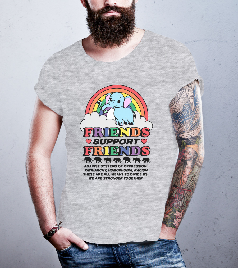 Friends Support Friends Against Systems Of Oppression Patriarchy Homophobia Racism We Are Stronger Together T-Shirt