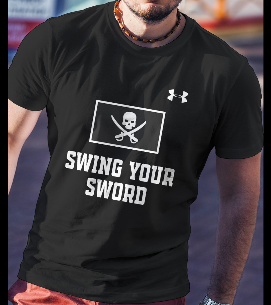 Joey Mcguire Swing Your Sword Coach Leach Skull Crossed Swords Under Armour T-Shirt