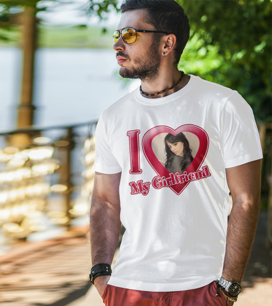 I Love My Girlfriend Jenna Ortega Heart Photo T-Shirt