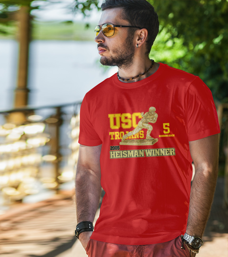 USC Trojans 5 Running Back 2005 Heisman Winner Football Achievement T-Shirt