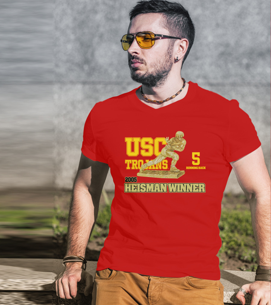 USC Trojans 5 Running Back 2005 Heisman Winner Football Achievement T-Shirt