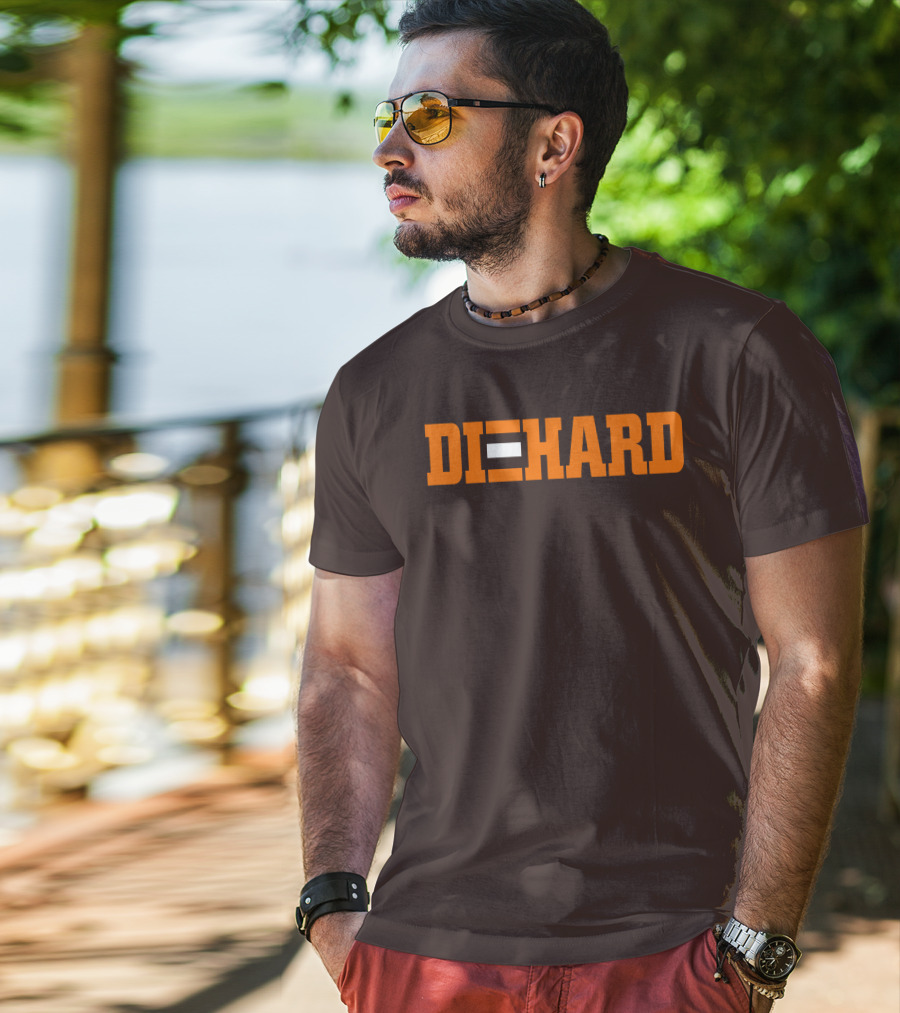 Yvette Diehard Equal Symbol Text In Bold Orange Font T-Shirt