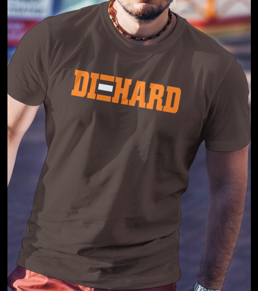 Yvette Diehard Equal Symbol Text In Bold Orange Font T-Shirt