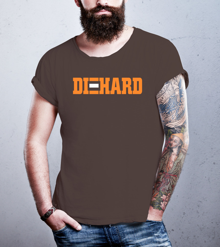 Yvette Diehard Equal Symbol Text In Bold Orange Font T-Shirt