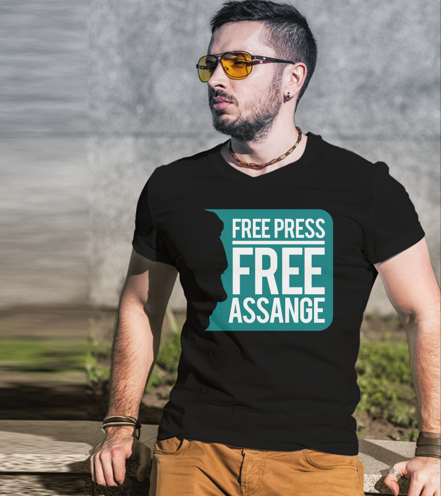 Free Press Free Assange Silhouette Campaign T-Shirt